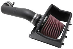 The K&N 57-2581 cold air intake is designed for 2011-2014 Ford F-150 pickups with the 5.0L Coyot