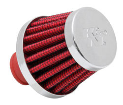 K&N 62-1600WT-L Crankcase Vent Filter with rubber flange in red