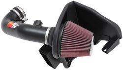 The black aluminum tube of performance air intake system 69-3534TTK has a factory look and feel under the hood of the 2012 and 2013 Ford Mustang Boss 302 5.0L