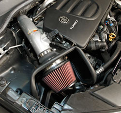 Closeup of a K&N 69-4536TS Typhoon Intake for the 2014-2016 Buick Verano 2.0L Turbo