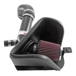 The 2015 VW Golf & GTI K&N air intake aluminum intake tube is protected with a flat black powder coat finish