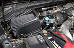 K&N Air Intake under the hood of Ford F250 & F350
