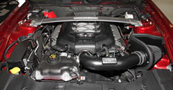 K&N Air Intake under the hood of Ford Mustang GT