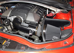 K&N Air Intake under the hood of Chevy Camaro