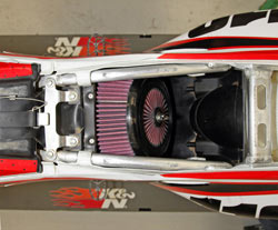 K&N Air Filter under the hood of Honda CRF450R