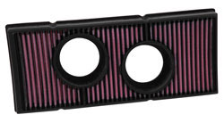 Replacement K&N air filter, number KT-9504, is designed to fit inside the stock air filter box of 2003-2006 KTM 950 Adventure models, as well as 2006-2009 KTM 950 Super Enduro, and Supermoto models without any need for modifications or tuning