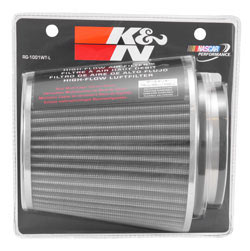 These K&N universal air filters feature multi-lingual clam shell packaging