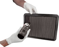 When using the air filter oil squeeze bottle, apply K&N air filter oil evenly along the crown of each pleat