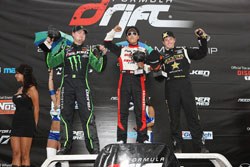 Vaughn Gittin Jr. and Daijiro Yoshihara take podium at Formula D Round 3. Photo by Larry Chen of Driftfotos.com