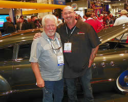 Mike Young and Chris Carlson in front of the 1949 Buick Super 56S Sedanette at the 2015 SEMA Show