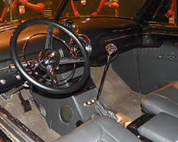 1949 Buick Super Sedanette 56S custom dash fabricated by Chris Carlson Hot Rods using Dakota Digital gauges and modeled after a Lincoln Zephyr