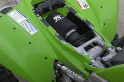 K&N air intake installed into a 2008-2009 Kawasaki KFX450R ATV