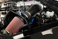 K&N air intake 57-2579 under the hood of the 2010-2014 Ford Mustang Shelby GT 500