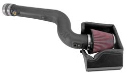 The K&N 2013-2014 Ford Fusion 2.0 EcoBoost air intake system is engineered with a molded high-density polyethylene (HDPE) intake tube, open-element high-flow air filter, & air filter heat shield