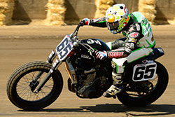 Cory Texter riding flat track at the Springfield Mile