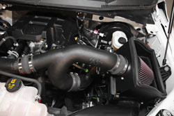 K&N 63-2593 air intake system installed in engine bay of 2015 or 2016 Ford F-150 2.7L EcoBoost
