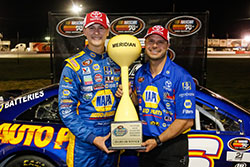 Todd Gilliland and David Gilliland after the race at Meridian Speedway in Idaho