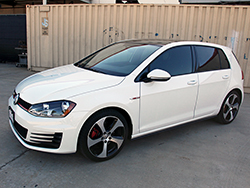 The 2015 Golf GTI is equipped with a 2.0L turbocharged engine capable of producing 40 more horsepower