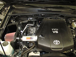 K&N Air Intake under the hood of Toyota Tacoma