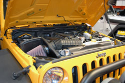 The guys at AEV managed to squeeze a 392ci HEMI V8 and manual transmission into this JK.