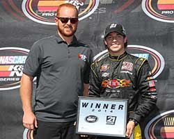 Jesse Little, son of former NASCAR Cup Series driver Chad Little, won the 21 means 21 presented by Coors Brewing Co. Pole Award for the fastest qualifying lap at Dover International Speedway
