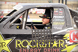 Ryan smiling in his truck after the podium knowing what he had accomplished