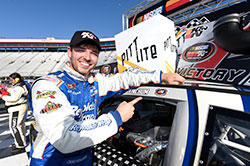 NASCAR K&N Pro Series East driver Chad Finchum won the Pitt Lite 125 at Bristol Motor Speedway in Tennessee