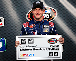 17 year-old William Byron, from Charlotte, North Carolina, earned the 21 means 21 Coors Light Pole Award