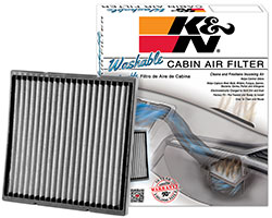 A K&N washable and reusable automotive cabin air filter is the first of its kind. The ability to clean and reuse an automotive cabin air filter is currently an exclusive feature offered by K&N