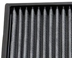 K&N Cabin Air Filters use a single layer of synthetic material as a physical barrier pleated between wire screens and molded into a urethane frame