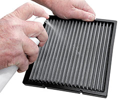 Step 3: Spray Cabin Air Filter Refresher™ on Dry Filter