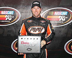 David Mayhew had the fastest qualifying time in the NAPA Auto Parts/Toyota 150 race and earned the 21 Means 21 presented by Coors Brewing Company Pole Award