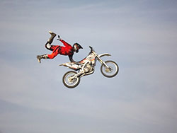 Team Faith FMX rider performing in Egypt