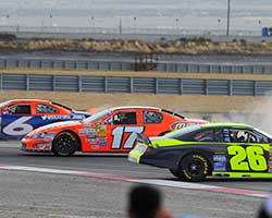 Pursley made contact with lap traffic and as David Mayhew described, they all ended up in the dirt with Mayhew gaining the lead and winning the race at Miller Motorsports Park