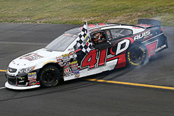 Spencer Davis won the first NASCAR K&N Pro Series East race of his career at Dominion Raceway