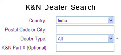 K&N Dealer Search by Postal Code or City for India