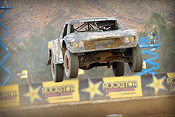 Jumping down the front stretch in Lake Elsinore