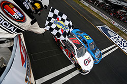The end of the NASCAR K&N Pro Series East race at Dominion Raceway in Virginia