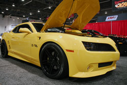 Yellow Camaro with Z/TA Trans Am Body Package at the 2012 SEMA Show
