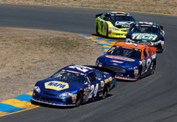 Chase Elliott leading the pack NASCAR K&N Pro Series West at Sonoma Raceway in California