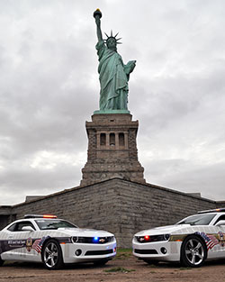 Fueled By The Fallen 9/11 Angels Cruisers Chevrolet Camaro RS cars were ferried to Ellis Island