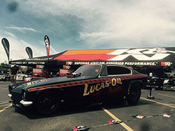 Lucas Oil vintage funny car at the Indianapolis Motor Speedway