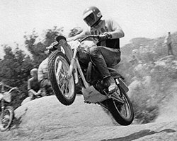 Gary Whitehead aboard his 1970 Husqvarna (Husky), that he purchased from the K&N motorcycle dealer