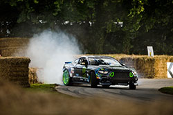Vaughn kicks his RTR Mustang sideways on what he described as “Lord March’s driveway”.