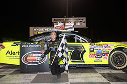 Noah Gragson led two laps and won the NASCAR K&N Pro Series East race on a green-white-checkered flag finish at Stafford Speedway in Connecticut.