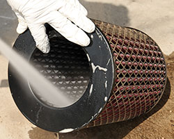 K&N HD diesel air filters are nearly indestructible and after applying the special K&N degreaser 99-0638 they can be sprayed clean with pressure washers or power sprayers