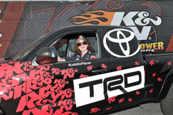 Sweepstakes finalist Annie Perkins from Brookings, Oregon was paired with NHRA Pro-Stock driver Erica Enders-Stevens and was the winner of the Grand Prize 2014 K&N Horsepower Challenge Edition Toyota Tacoma