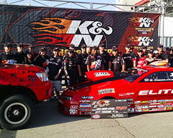 Erica Enders-Stevens and the Elite Motorsports crew were all smiles as they posed for photos in Victory Lane