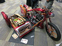 Custom motorcycle with produce in sidecar with K&N intake