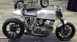 Side shot of Gasser Customs custom motorcycle